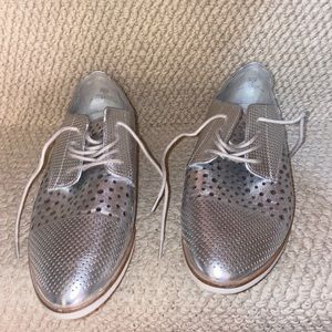 Silver oxford women’s flats.